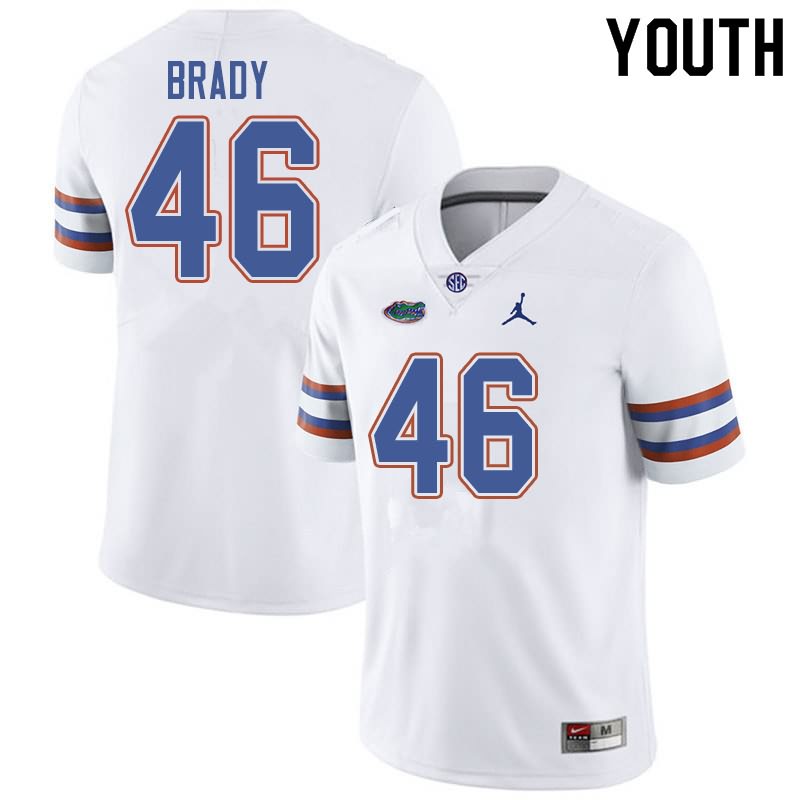 NCAA Florida Gators John Brady Youth #46 Jordan Brand White Stitched Authentic College Football Jersey KAO0564WC